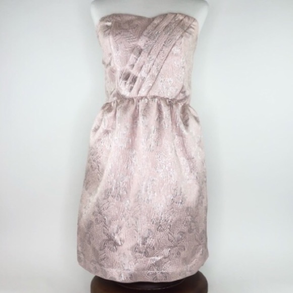 Blush Pink Metallic Print Strapless Dress | Tulle - Picture 7 of 8